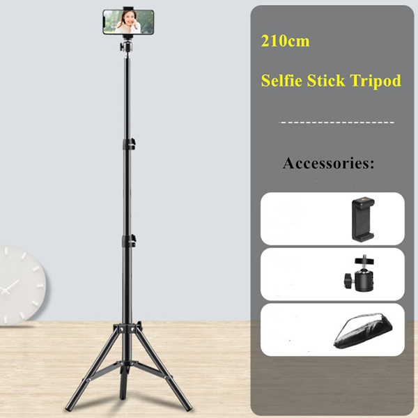 210cm Selfie Stick Tripod With 1 position phone holder 2