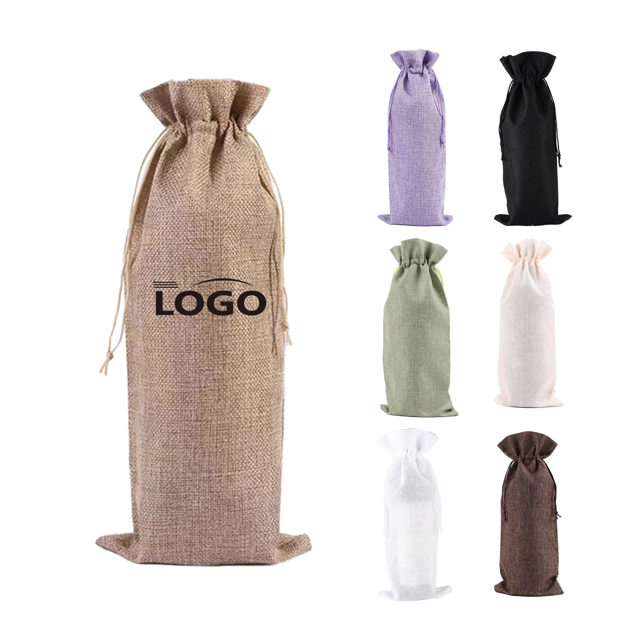 Burlap Drawstring Wine Bag Gift Tote Storage Sackcloth 8