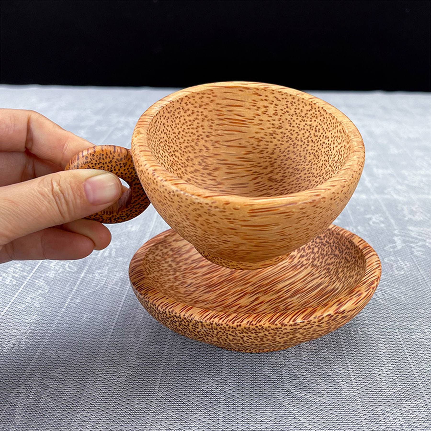 Coconut Coffee Cup W/ Handle&Bracket Set 2