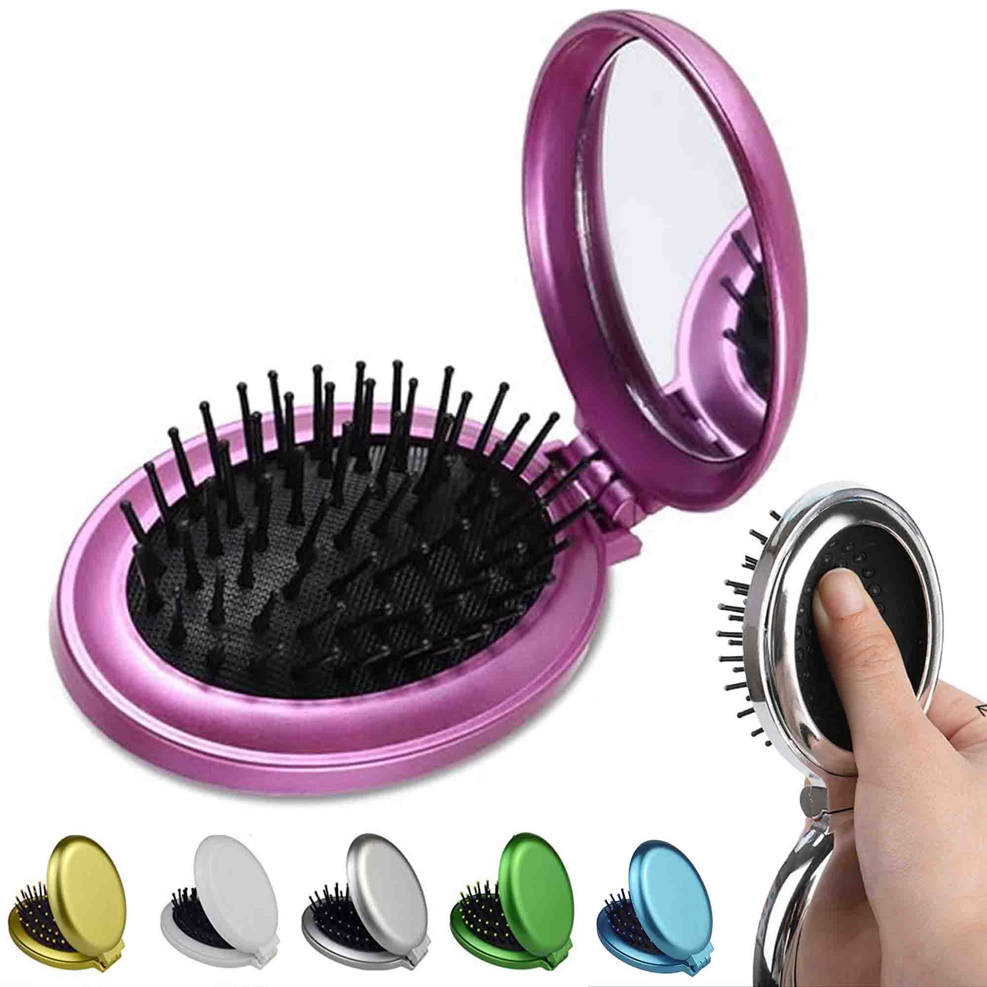 Folding Travel Small Hair Comb with Mirror 2