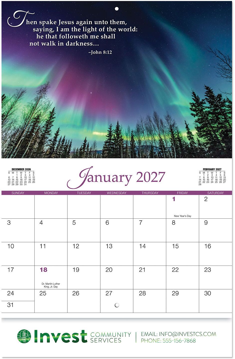 CHRISTIAN GRACE STAPLED WALL CALENDAR 15
