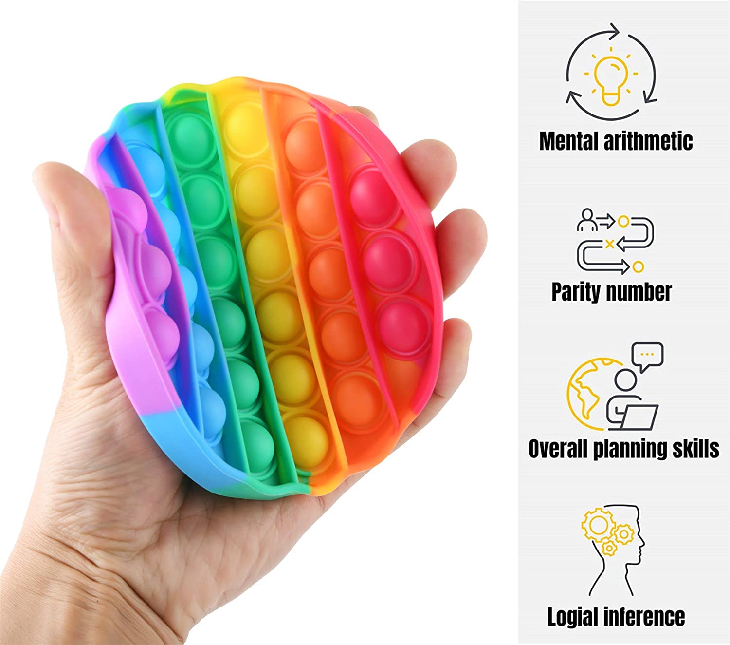 Round Shape Rainbow Color Push Pop Bubble Sensory Fidget Toy 7