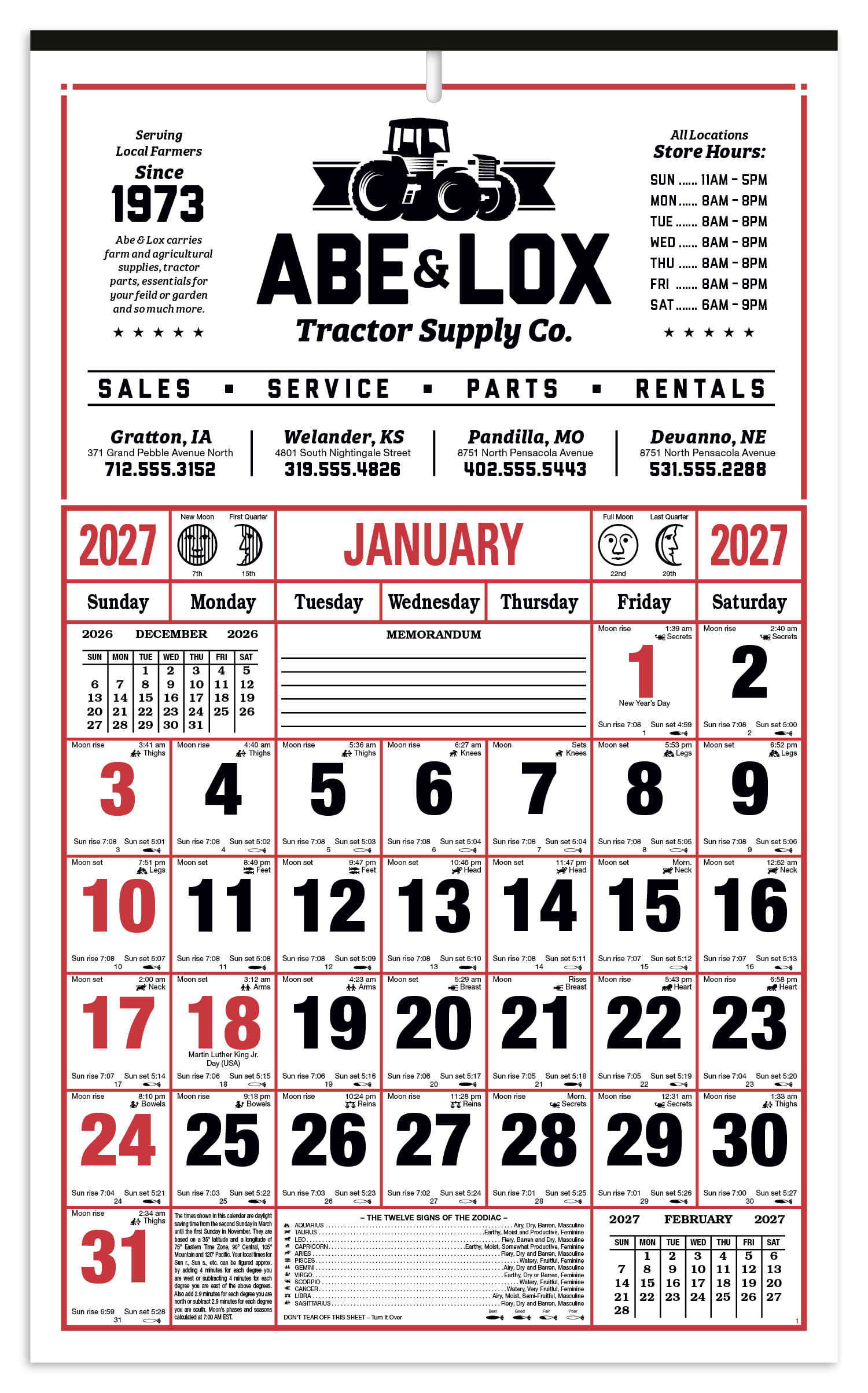 Skinner & Kennedy® 8-Sheet Almanac Calendar 1