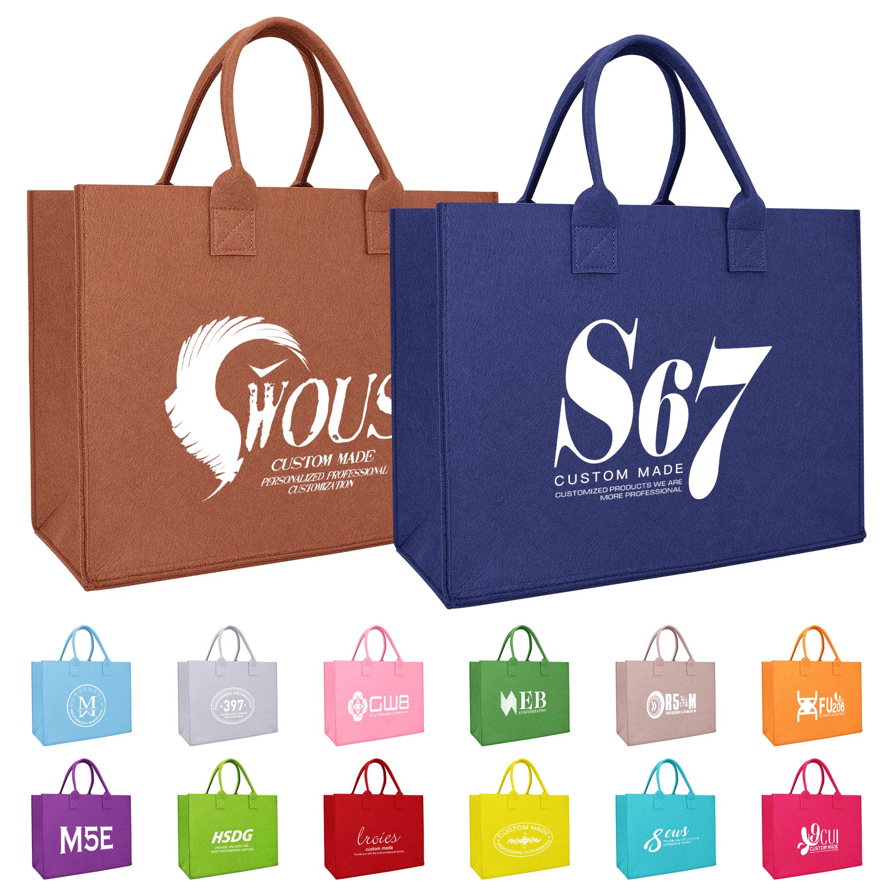 Custom Felt Tote Bag, custom tote bag with logo imprint 1