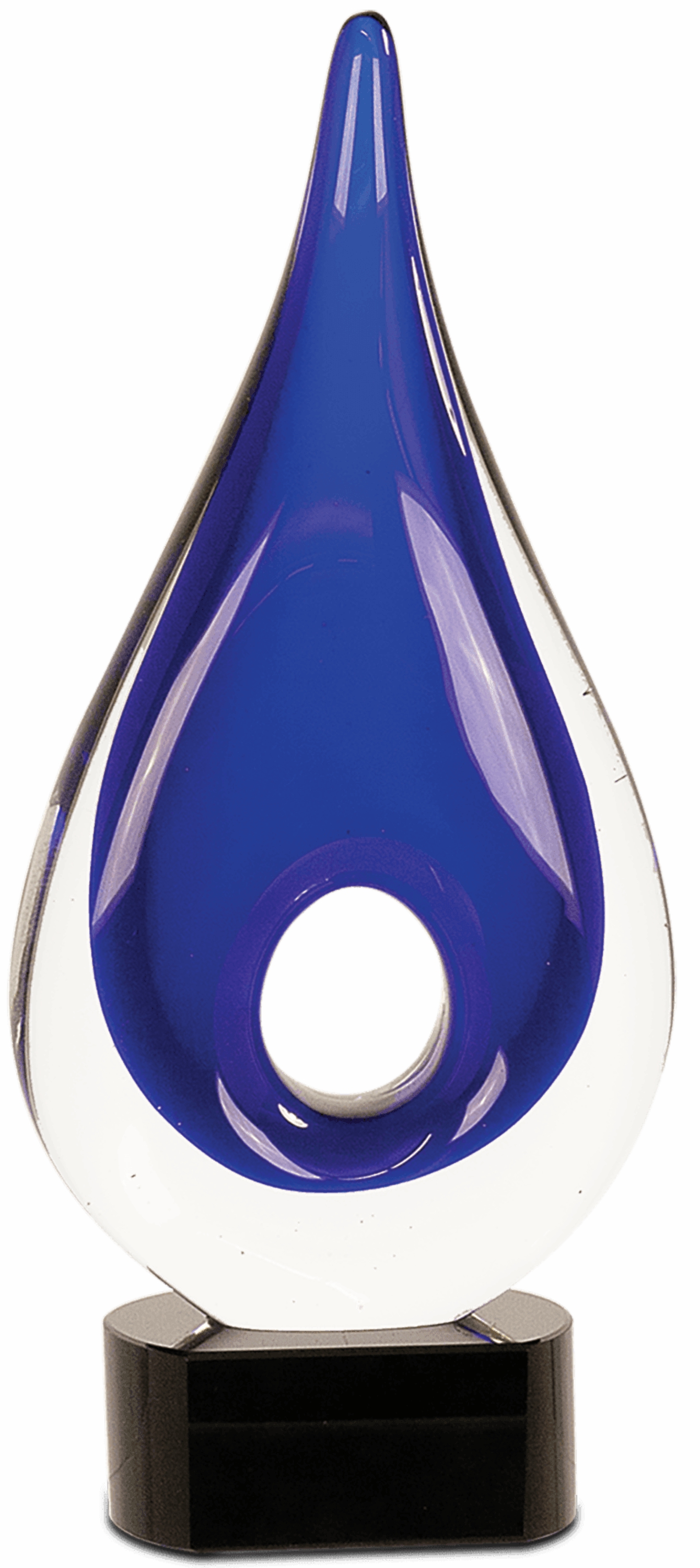11 1/4" Blue Round Window Rain Drop Art Glass Award 2