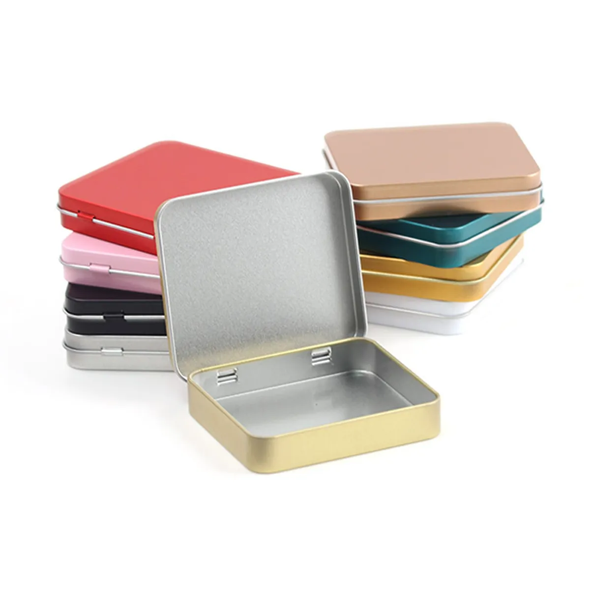 Metal Tin Box Empty Tinplate Containers with Lids Organizers 3