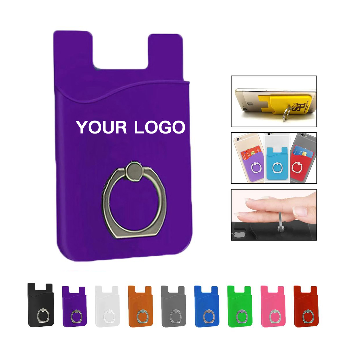 Phone Wallet Silicone Pocket with Ring Holder 3