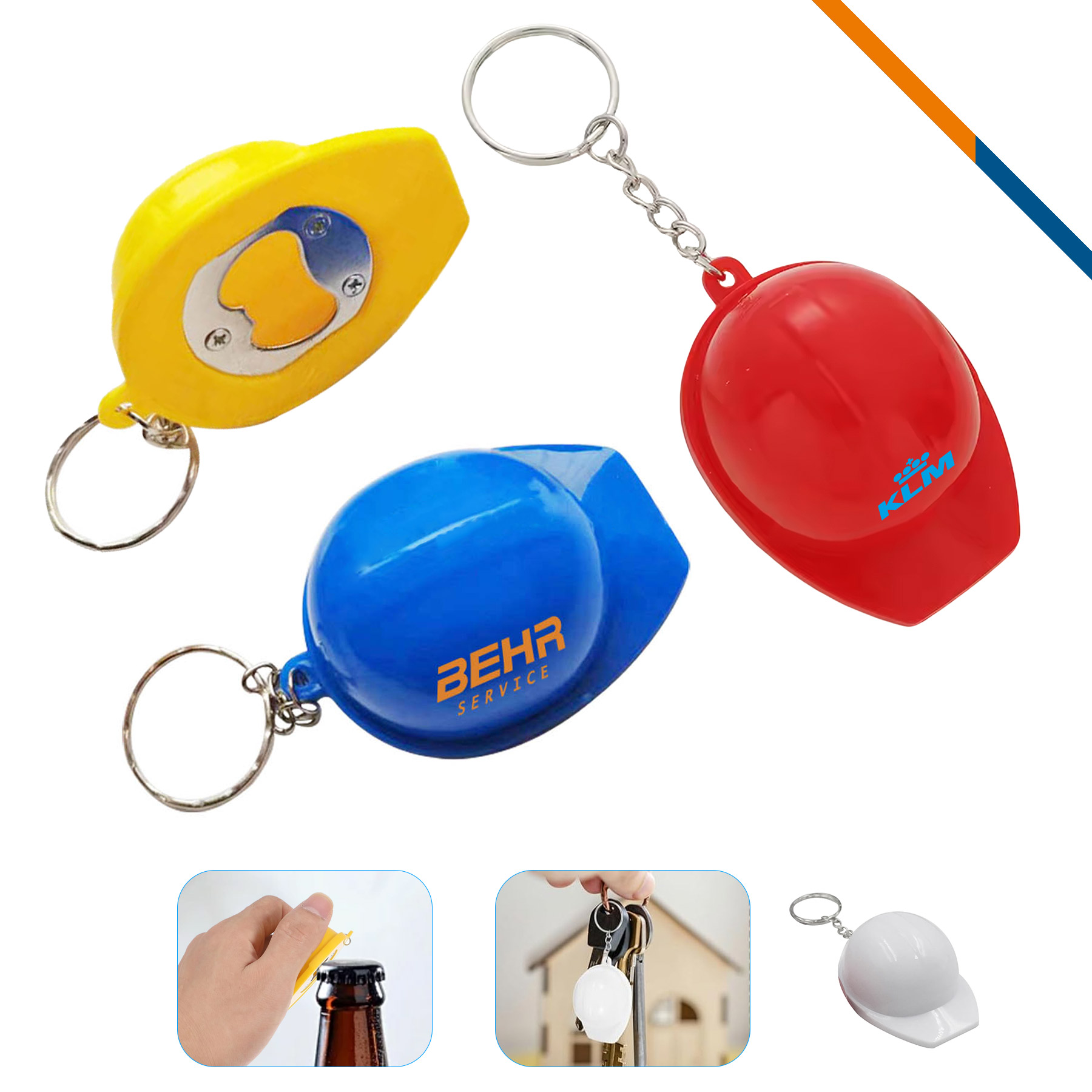 Popik Hard Hat Bottle Opener Keychain 1