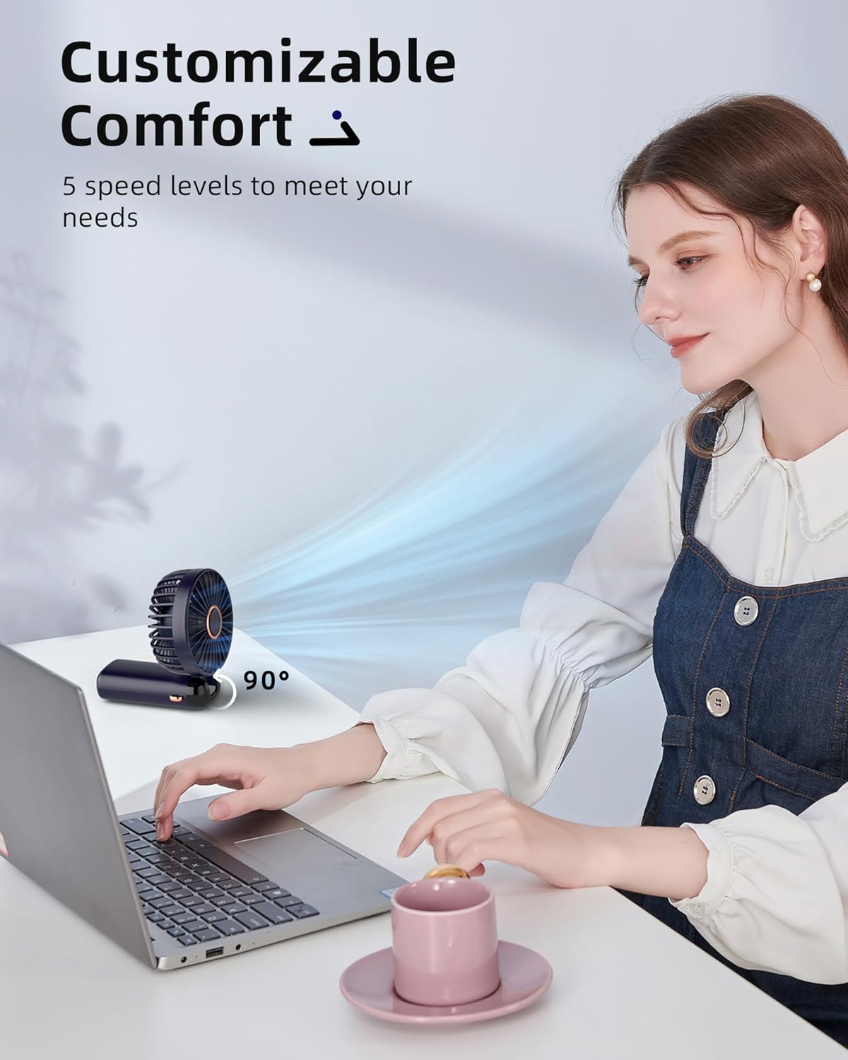 Digital Display Foldable Handheld Fan 4