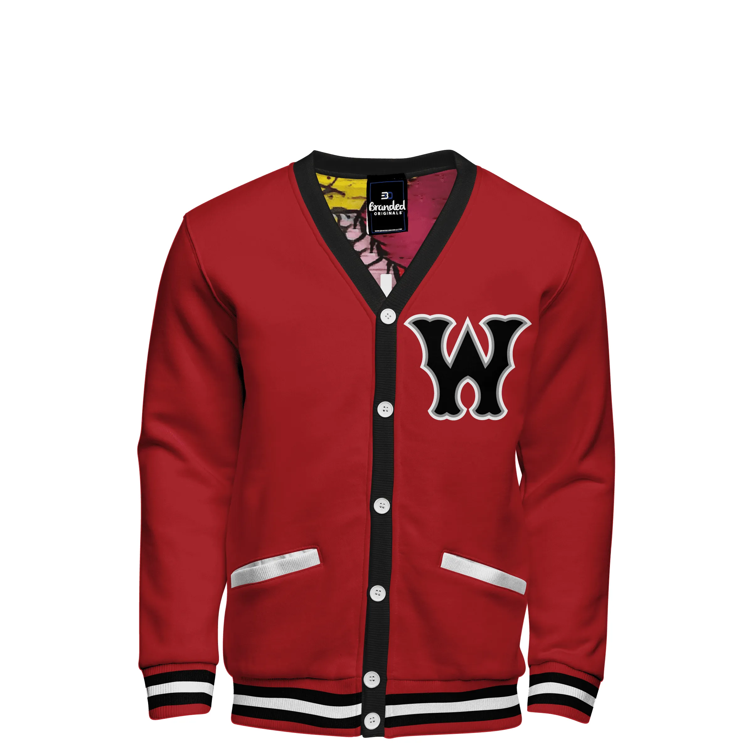 Fleece Varsity Cardigan With Custom Printed Lining 2