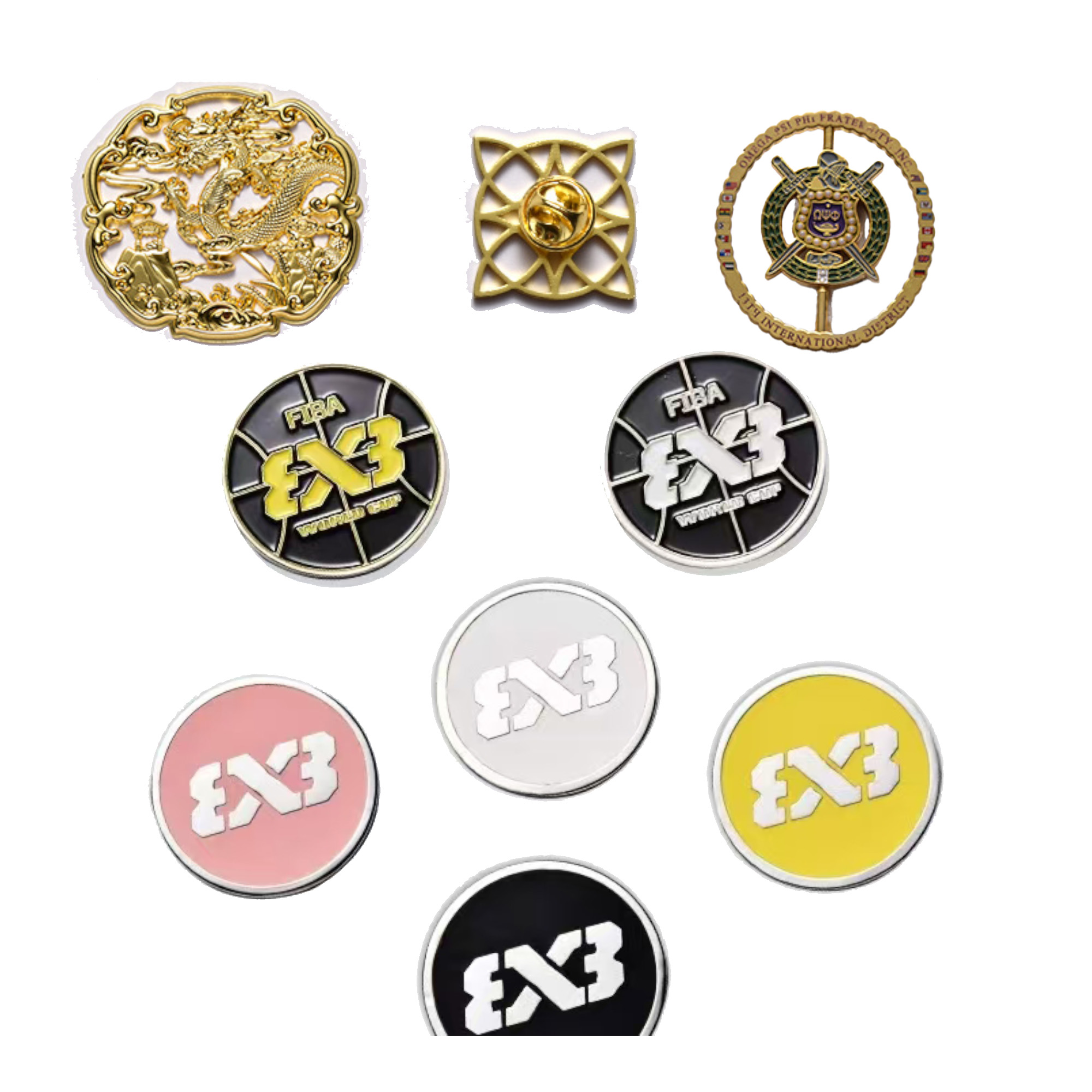 1"Alloy Die Struck Lapel Pin and Badge with Enamel Color Fill Outdoor Sports Cooling Ice Neck Sca 1