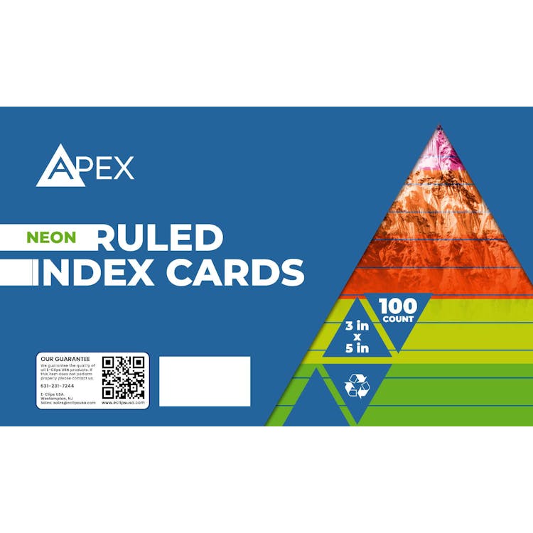 Neon Ruled Index Cards - 100ct 1
