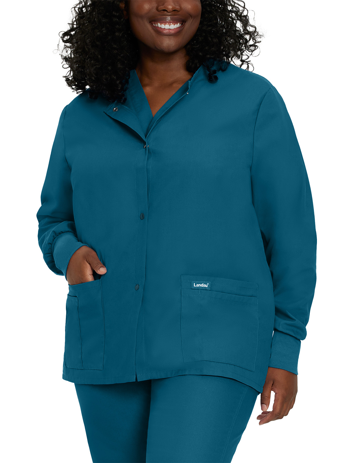 Landau - Essentials - Women's Four-Pocket Crew Neck Warm-Up Jacket 16