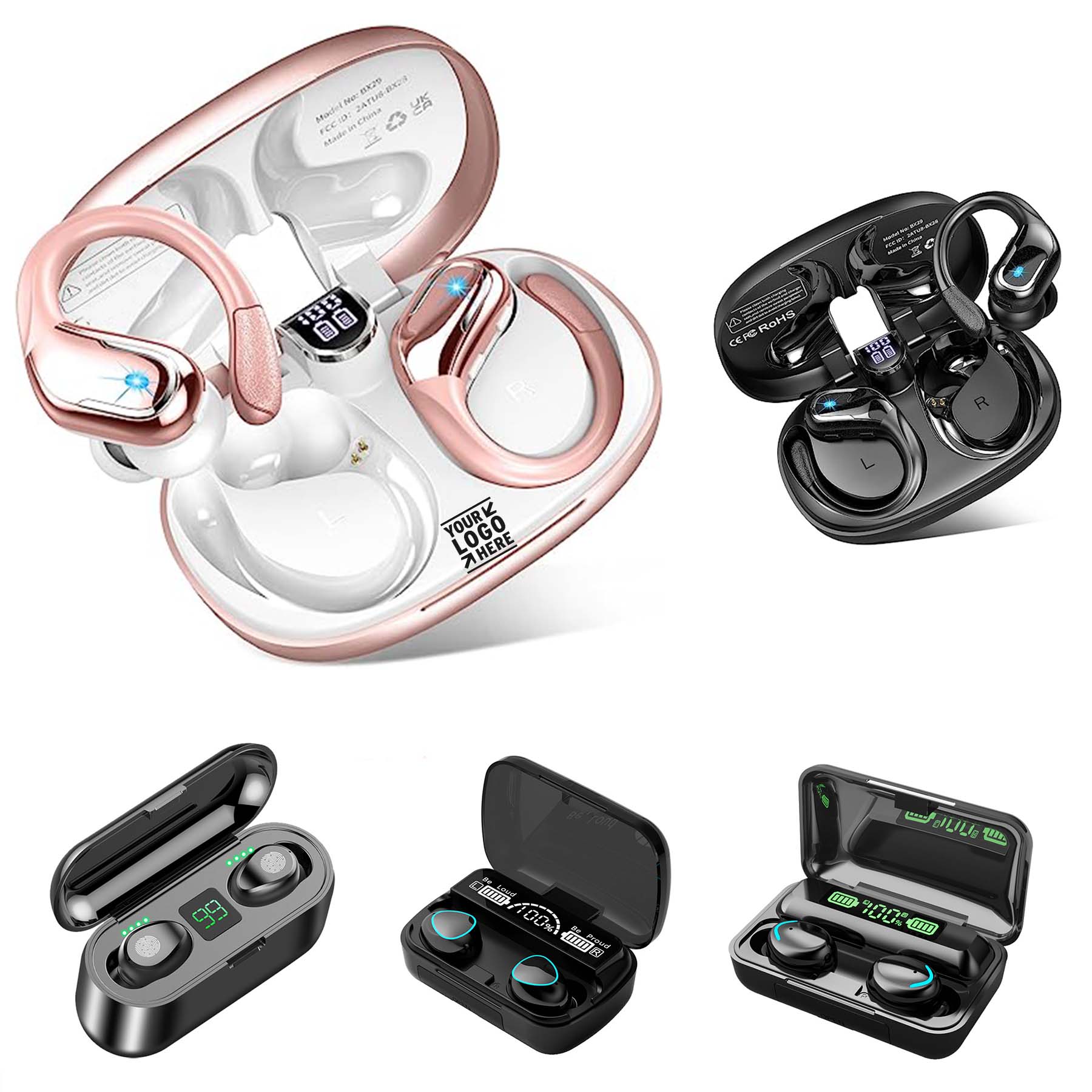 Noise Cancelling Mic Wireless Bluetooth 5.3 Headphones IP7 Waterproof Sport Earbud  2