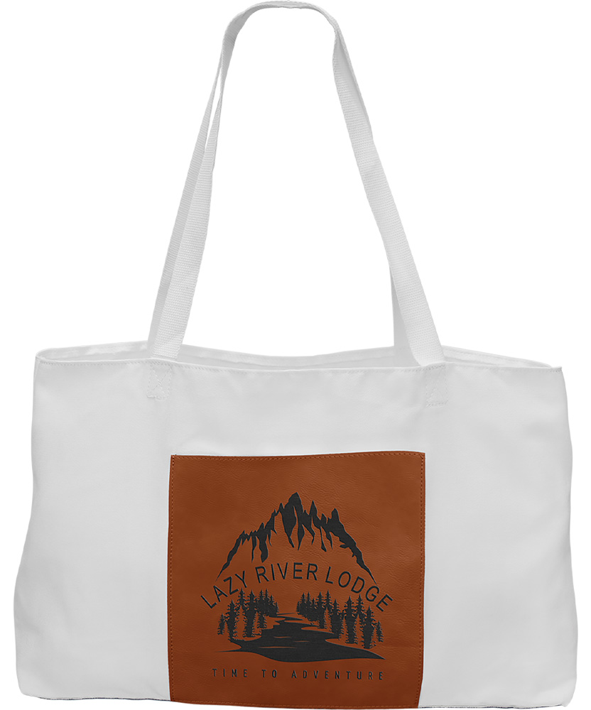 White Laserable Leatherette Rawhide Gusset Bag. 1