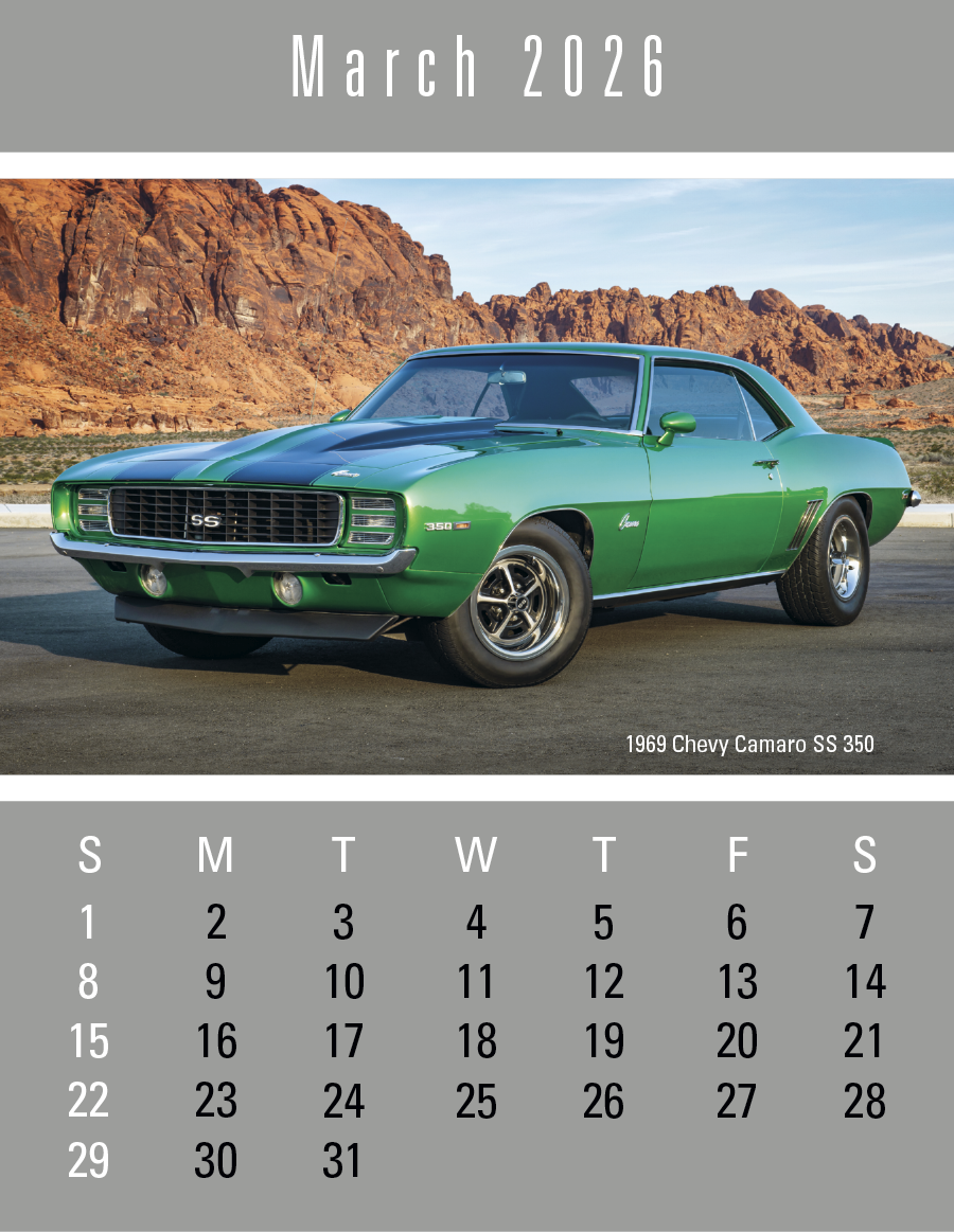 4C Press-N-Stick Header Cruisin’ Cars Calendar 13-Month