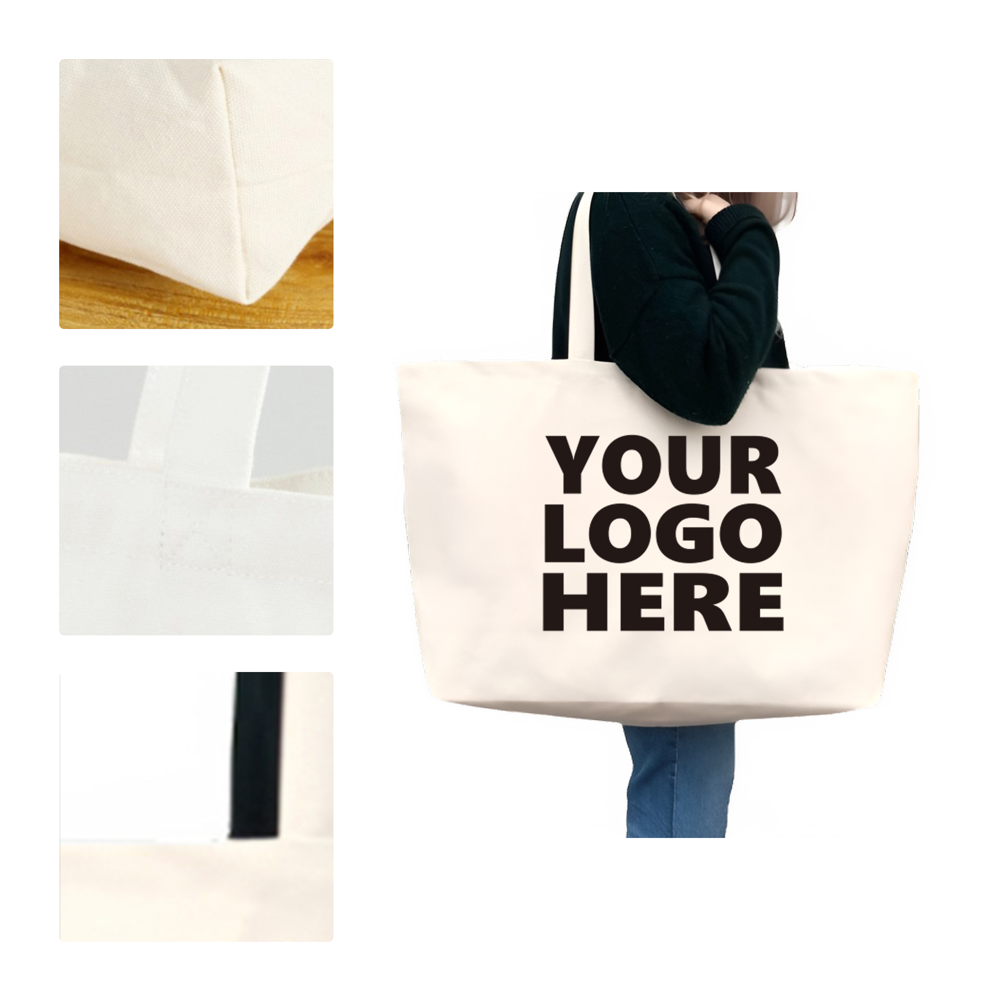 MOQ 50 Extra Large Canvas Tote Bag, custom tote bag with logo imprint 2