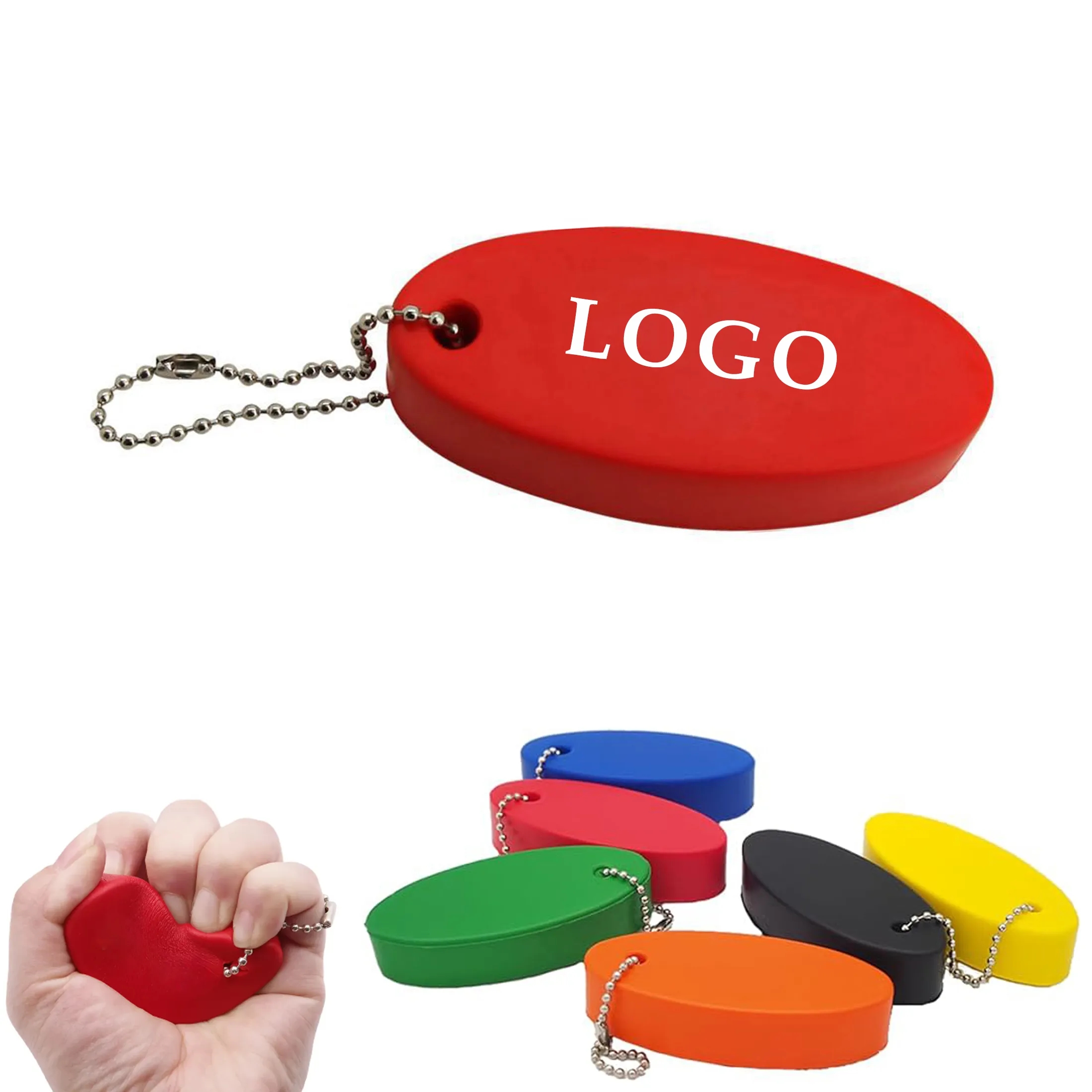 Oval Shaped PU Foam Floating Keychain 2