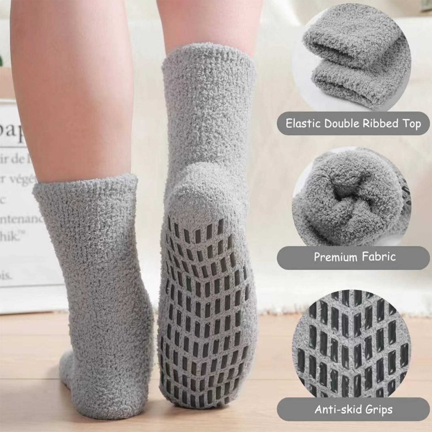 Men's Home Slippers with Grip Socks Non-Slip 6