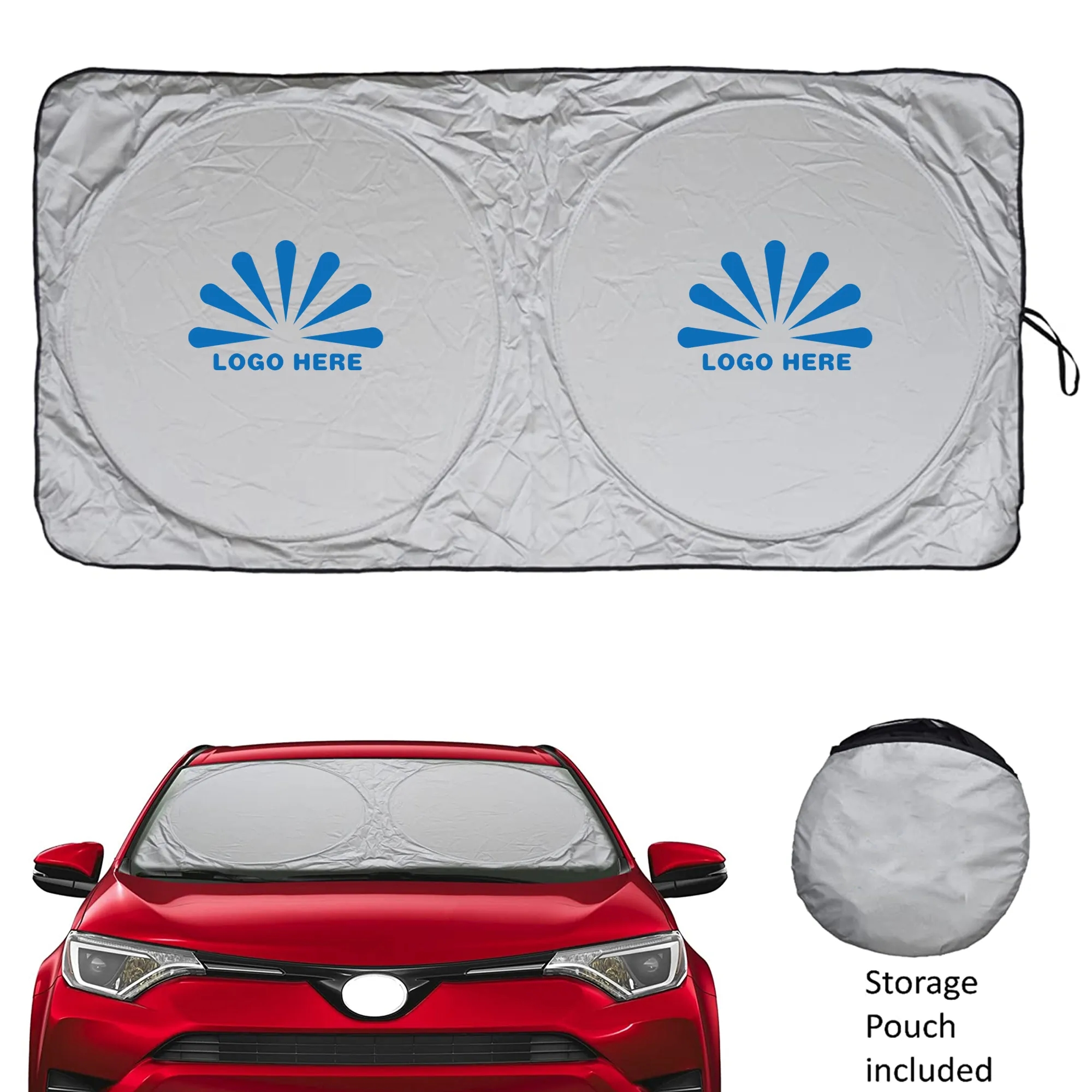 Foldable Polyester Car Windshield Sun Shade with Pouch MOQ50 1