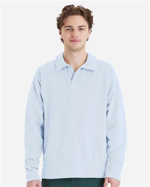 Unisex Garment-Dyed Polo Collar Sweatshirt - GDH490 43