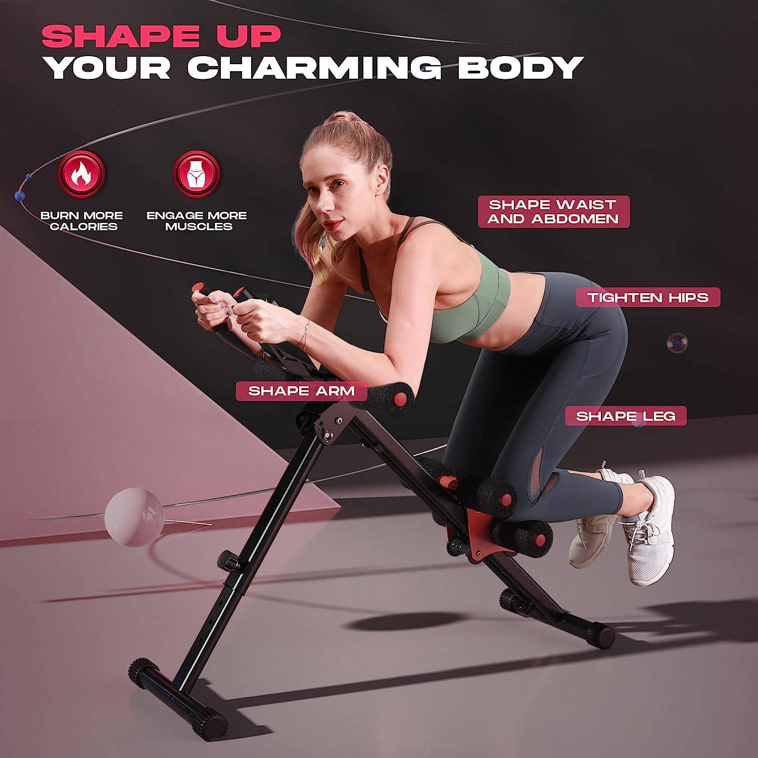 Foldable Home Fat-Burning Abdominal Fitness Roller Machine 3