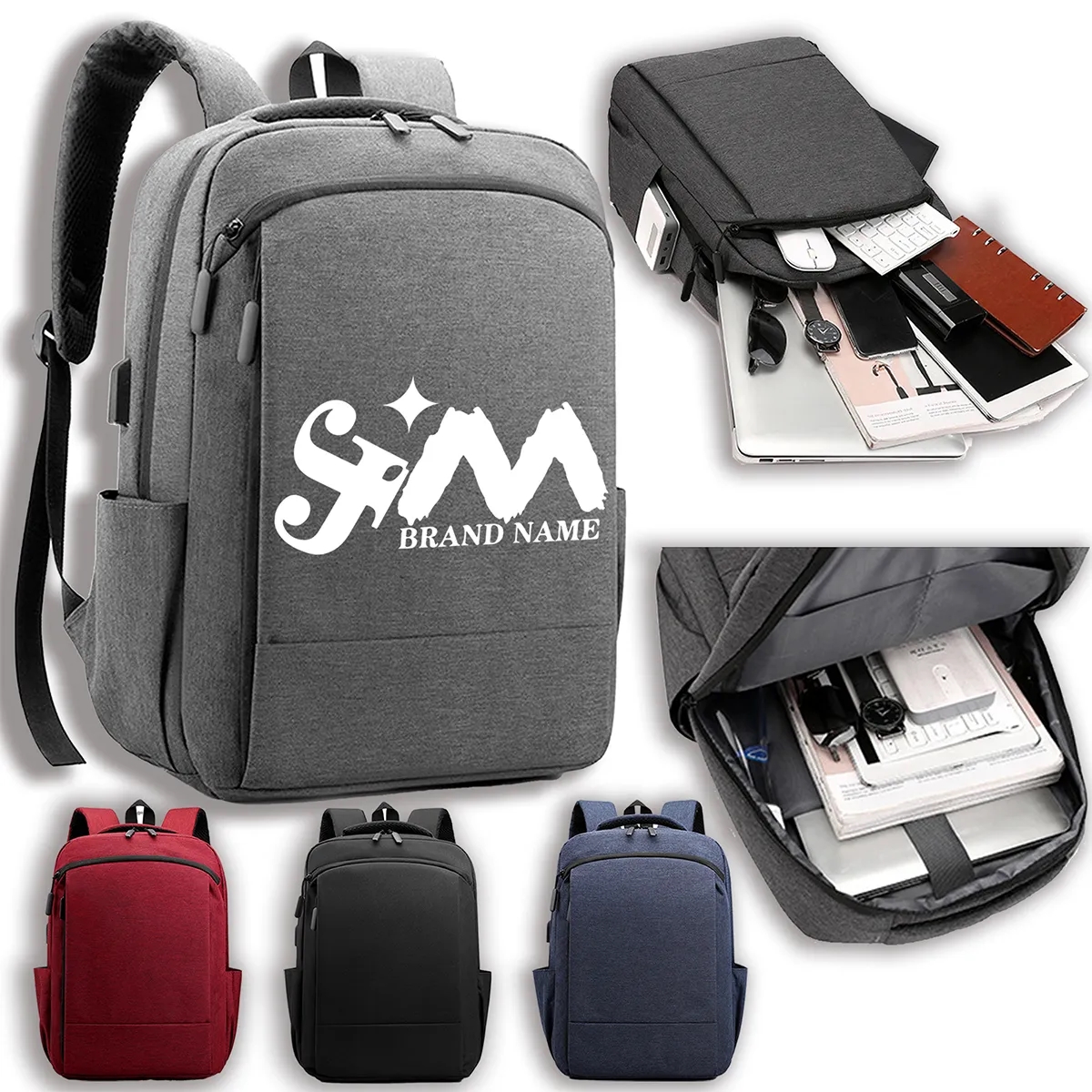 Business Anti Theft Slim Durable Backpack With Charging Port 4