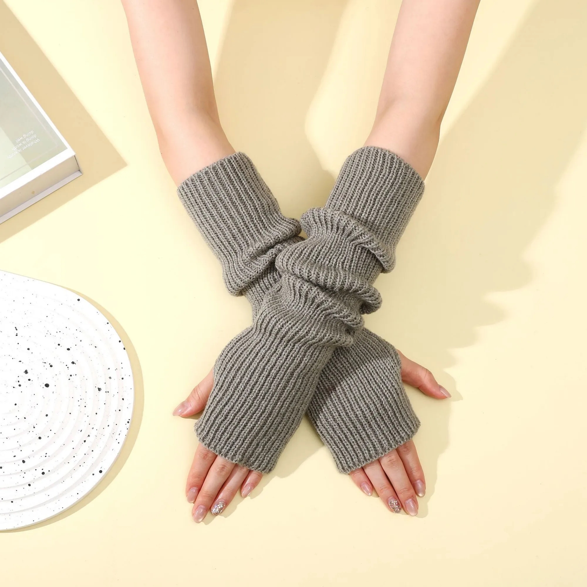 Long Fingerless Knit Winter Arm Warmers 3