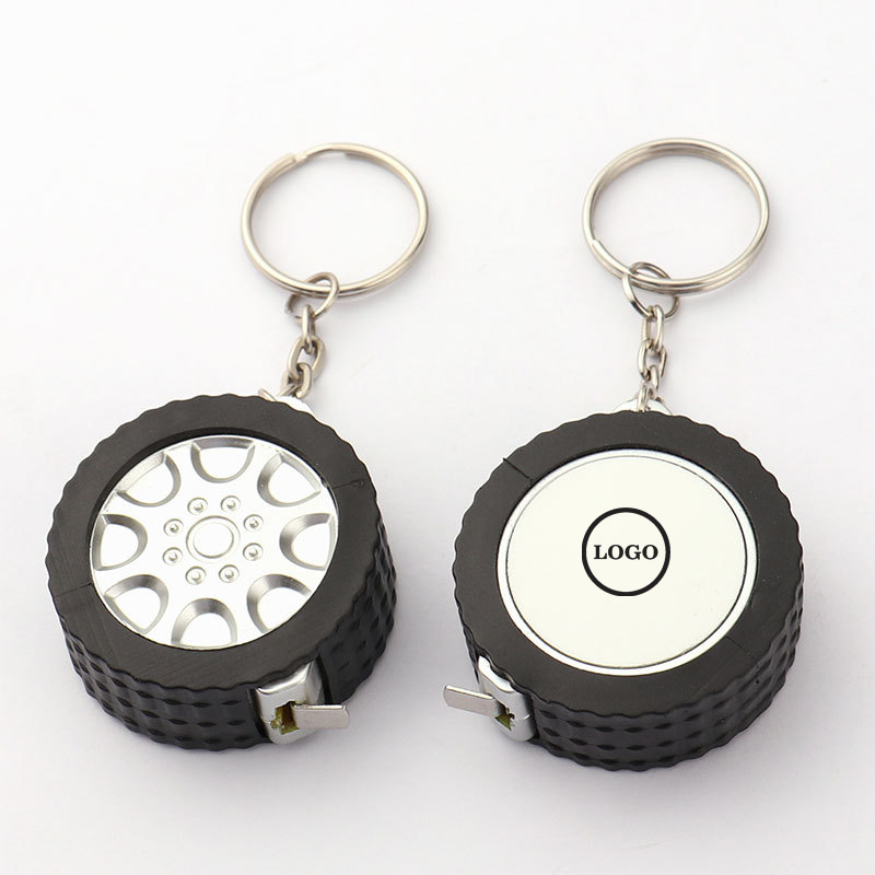 Tire Keychain with Retractable Tape Measure 1