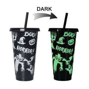 Glow In The Dark 710ml Halloween Plastic Luminous Color Changing Cup 14