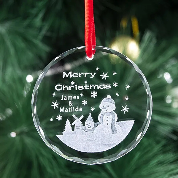 Round Facet Crystal Ornament - 3.15" 4