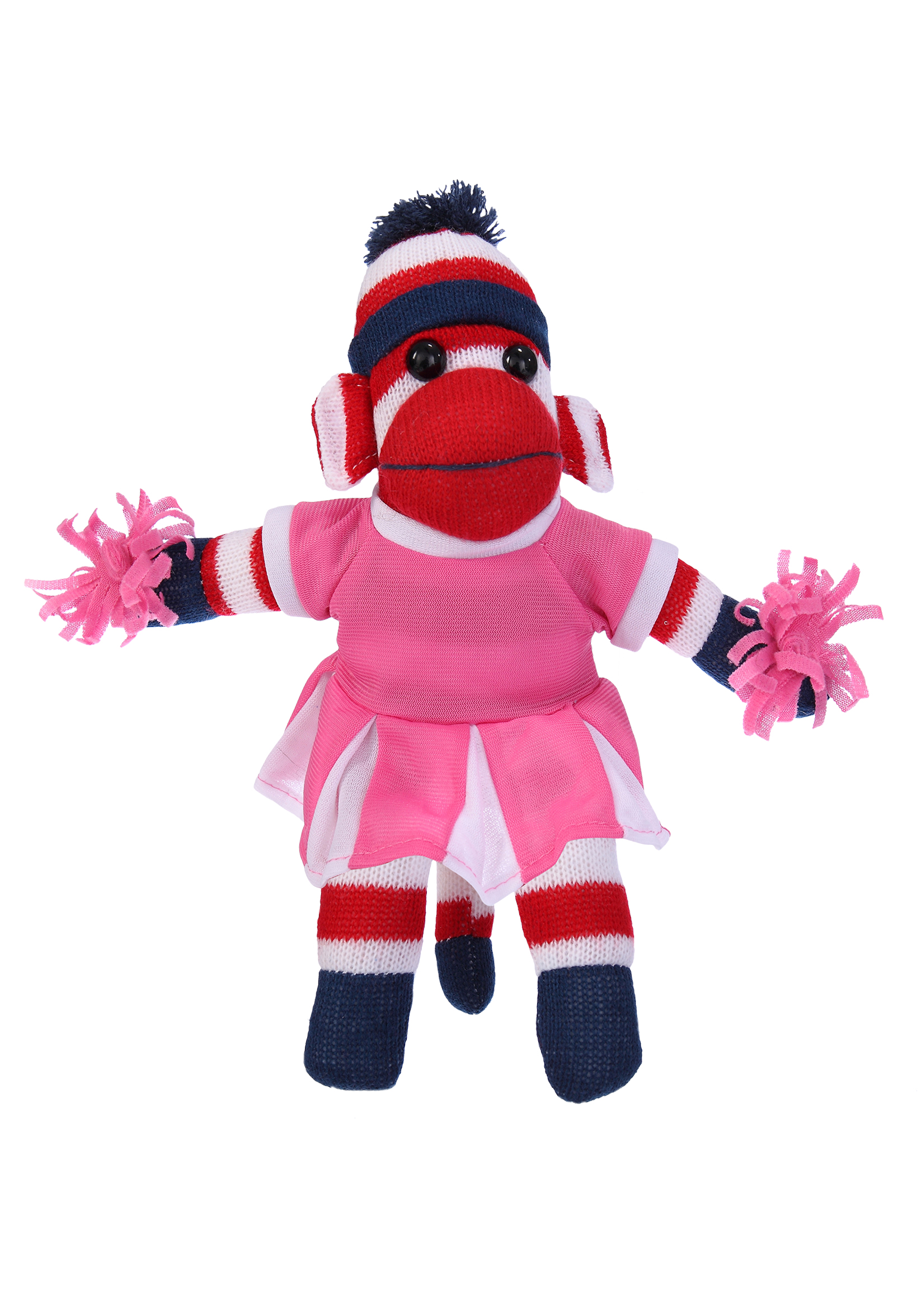 Patriotic Sock Monkey in Cheerleader Outfit