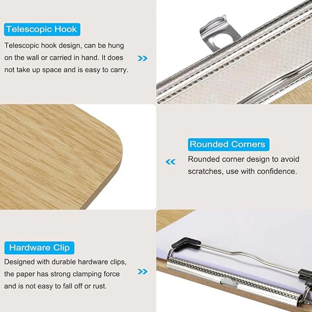 Standard-Sized Documents Wooden Clipboard 3