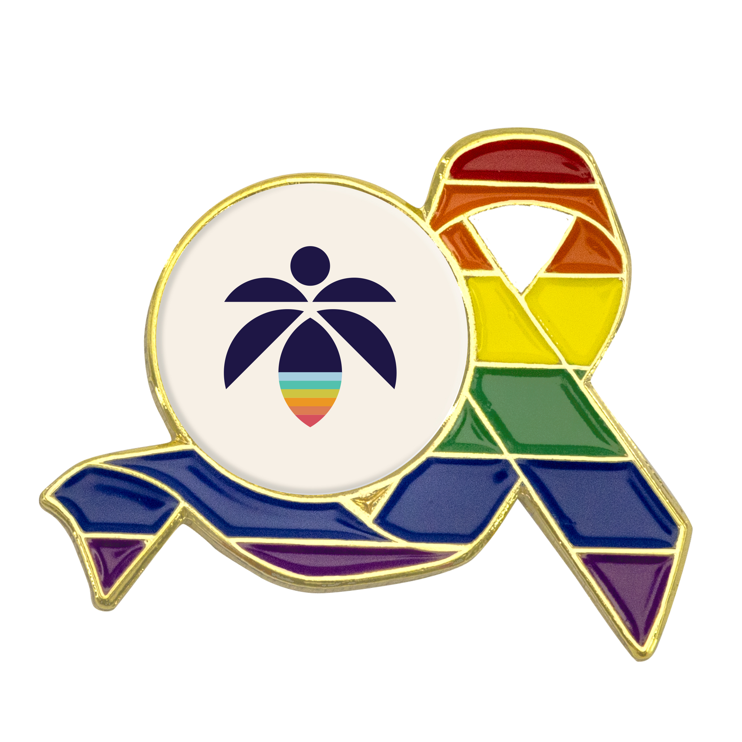 Rainbow Ribbon Lapel Pins w/ Custom Logo 1