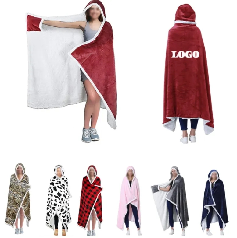 Sherpa Wearable Hoodie Blanket, custom hoodie or sweatshirt with logo imprint 2