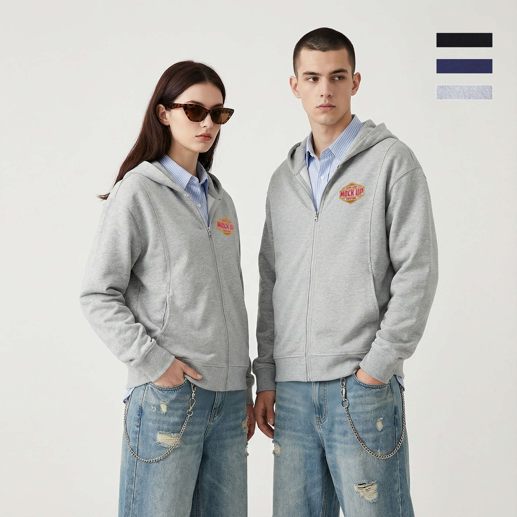 100% Cotton Unisex Fleece Full-Zip Hooded Sweatshirt 8