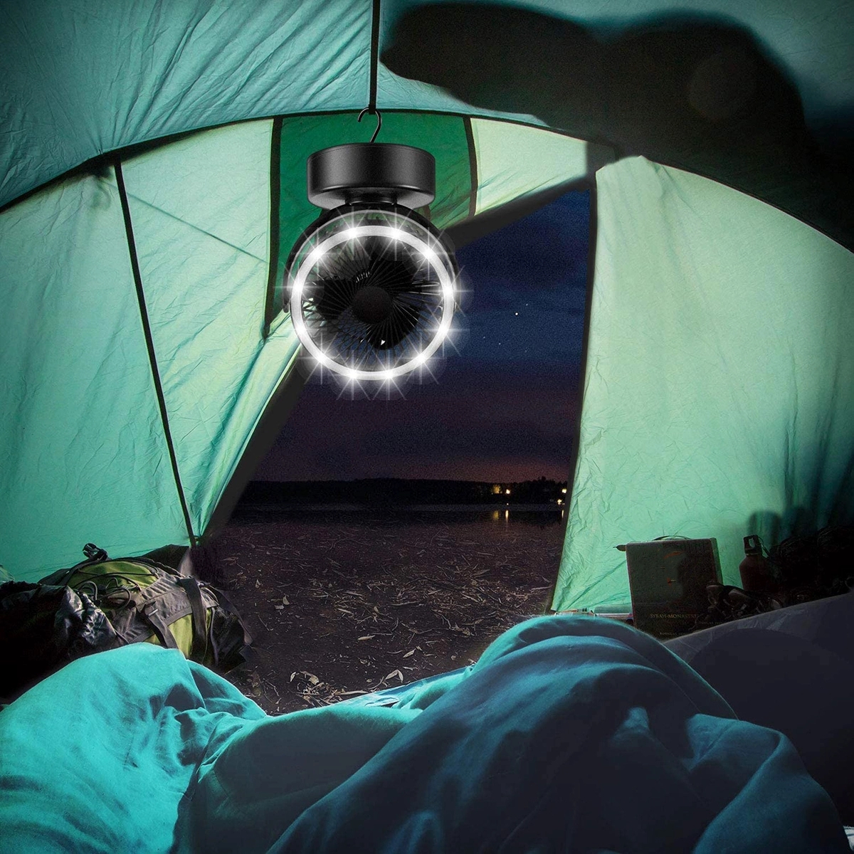 Portable Camping Fan With Led Lantern 4