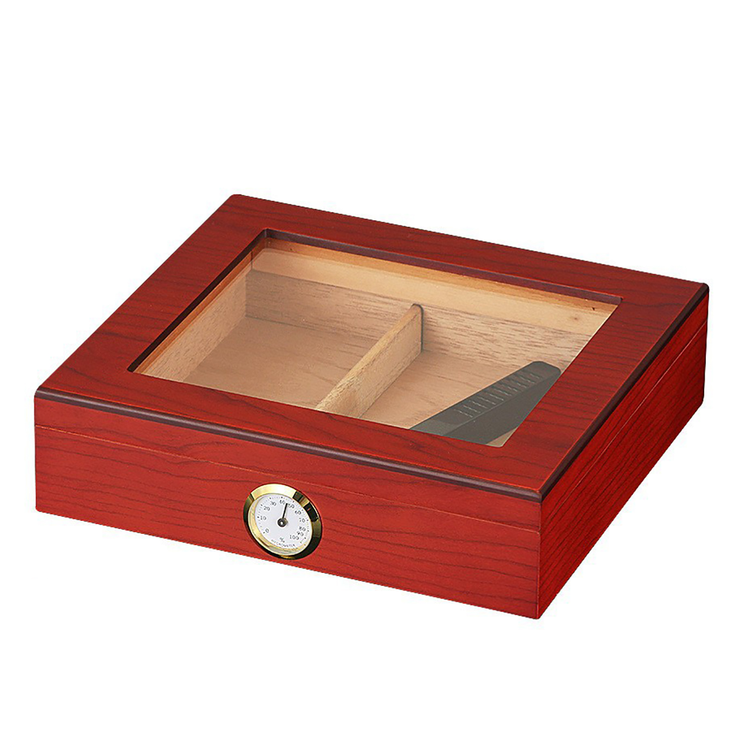 Clear Glass Top Cigar Storage Box w/ Humidifier 2
