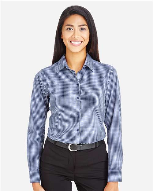 Women's CrownLux Performance® Tonal Mini Check Woven Dress Shirt - DG535W 15