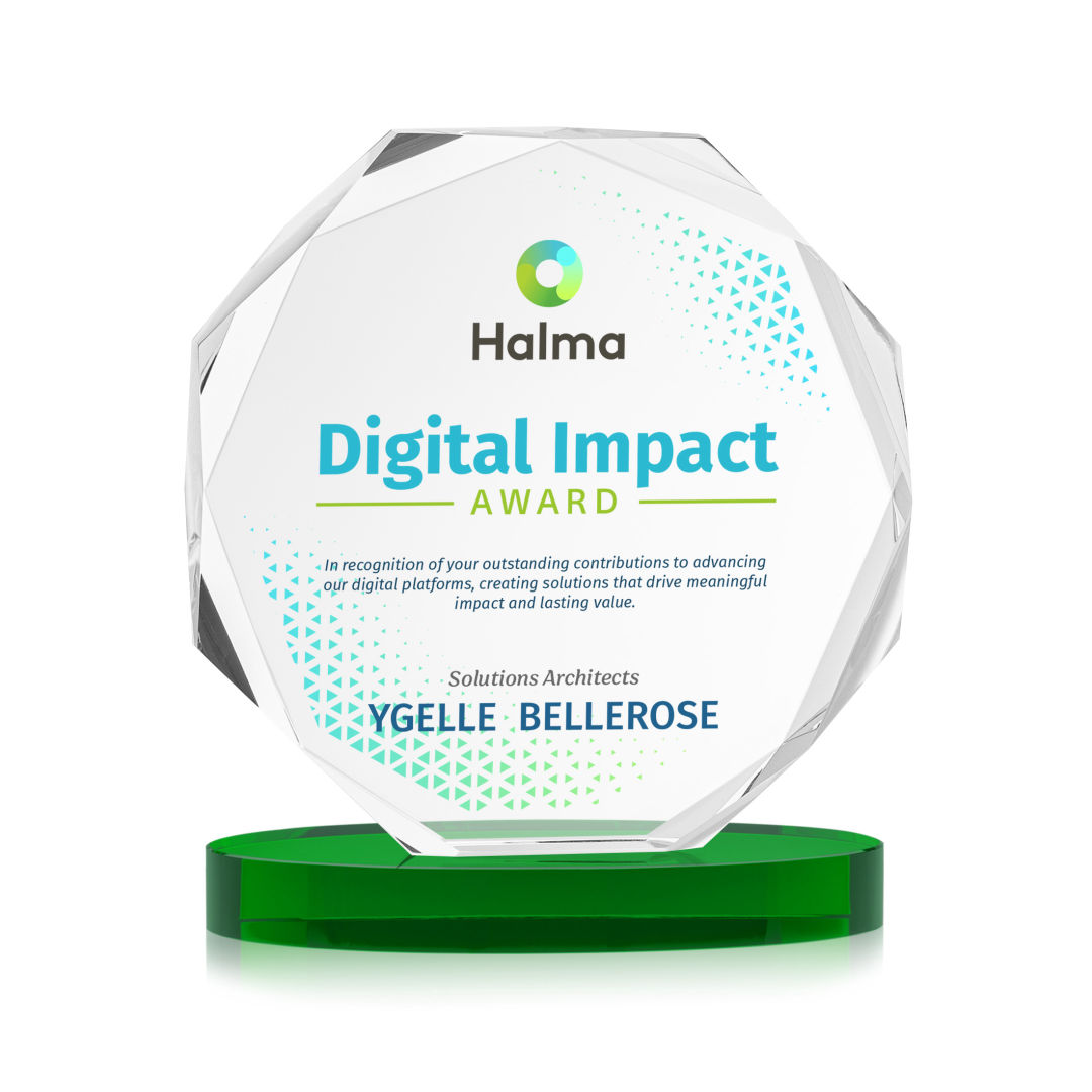 Acadian VividPrint™ Award on Alberton Base - Green 6