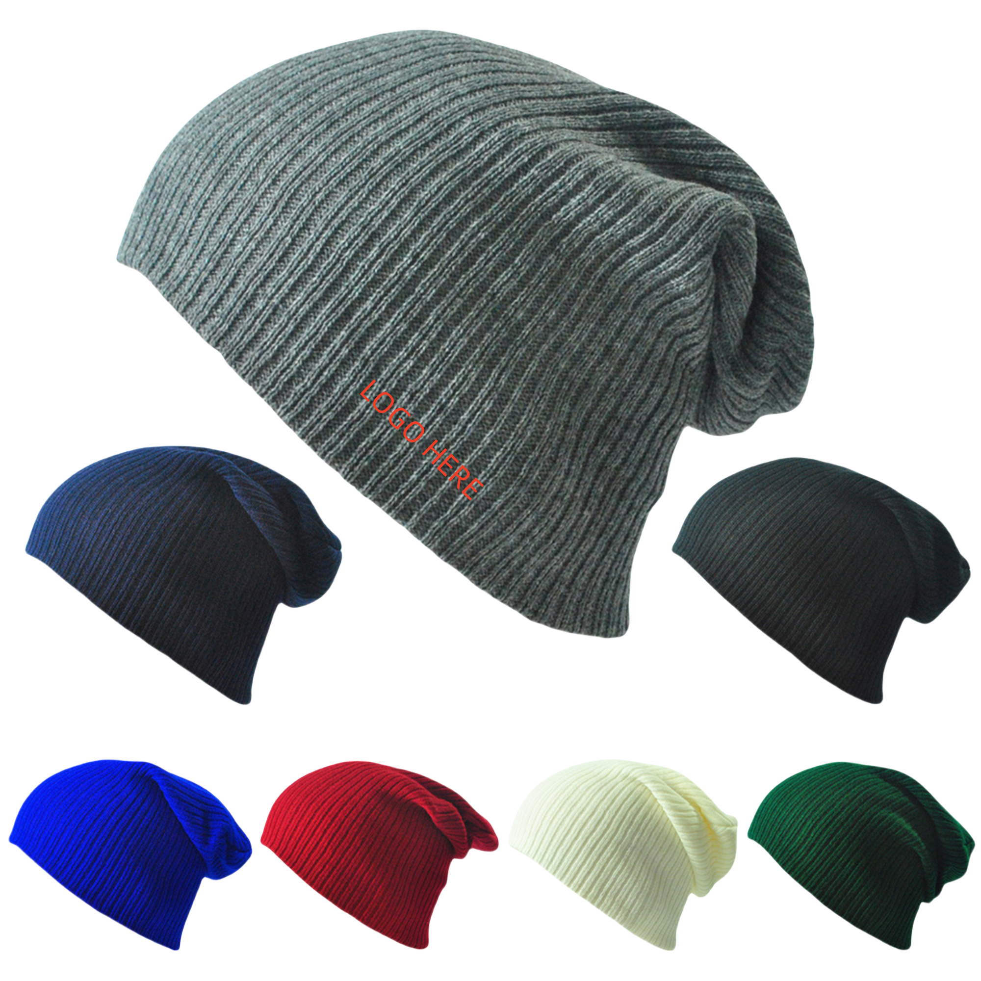 Pure Color Acrylic Striped Slouch Beanies 2