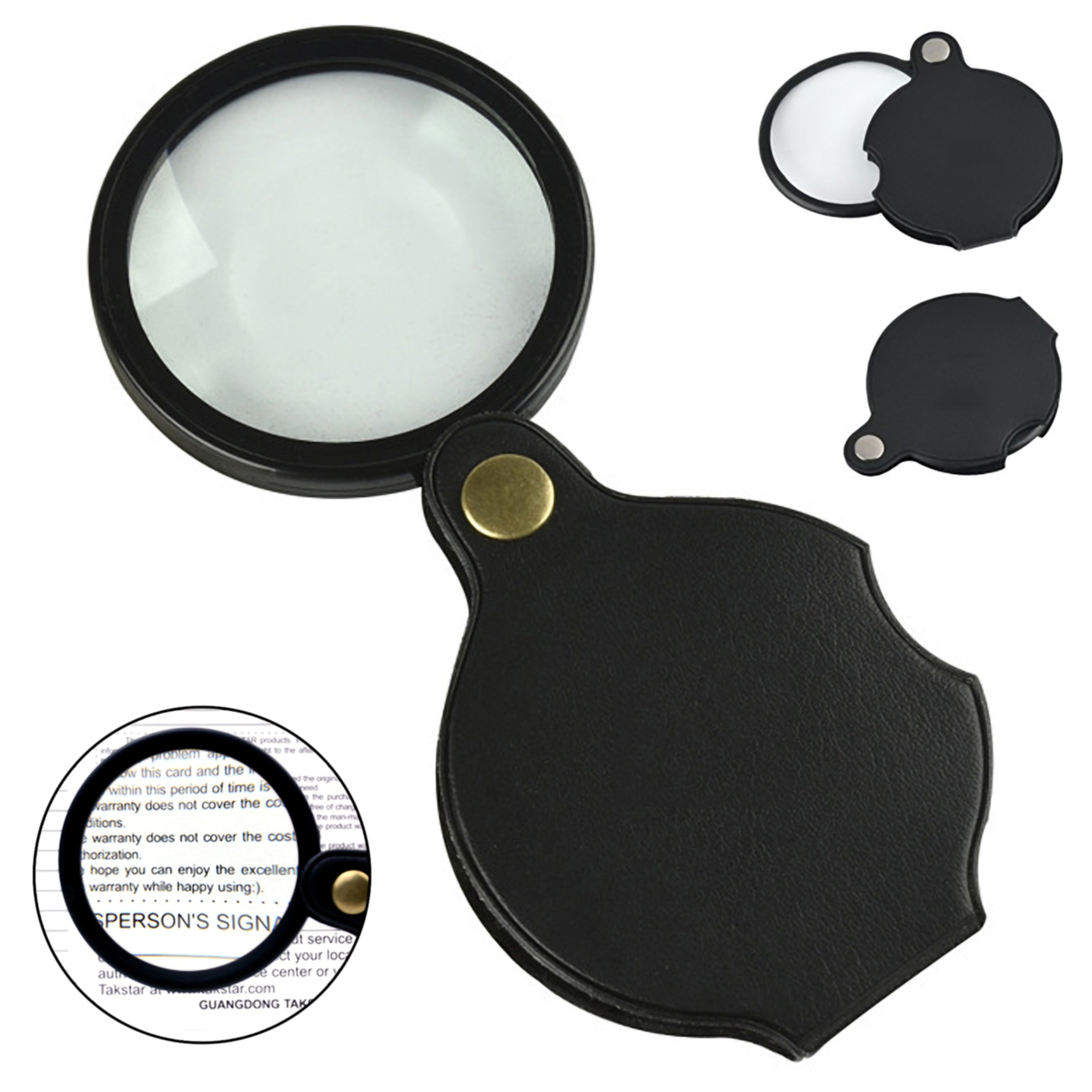 Compact Pocket PU Leather Magnifying Glass