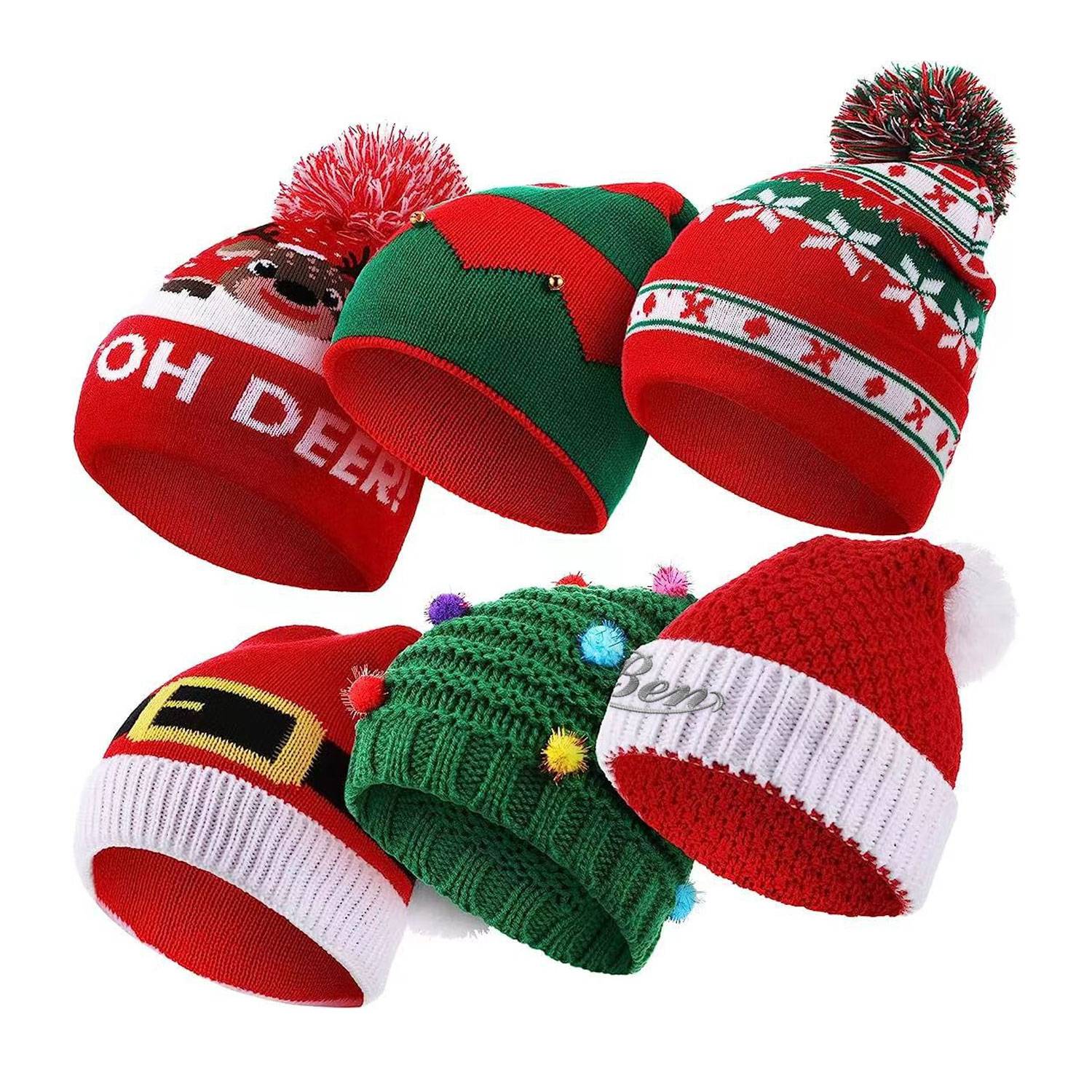 Six-piece Christmas knitted hat set 6