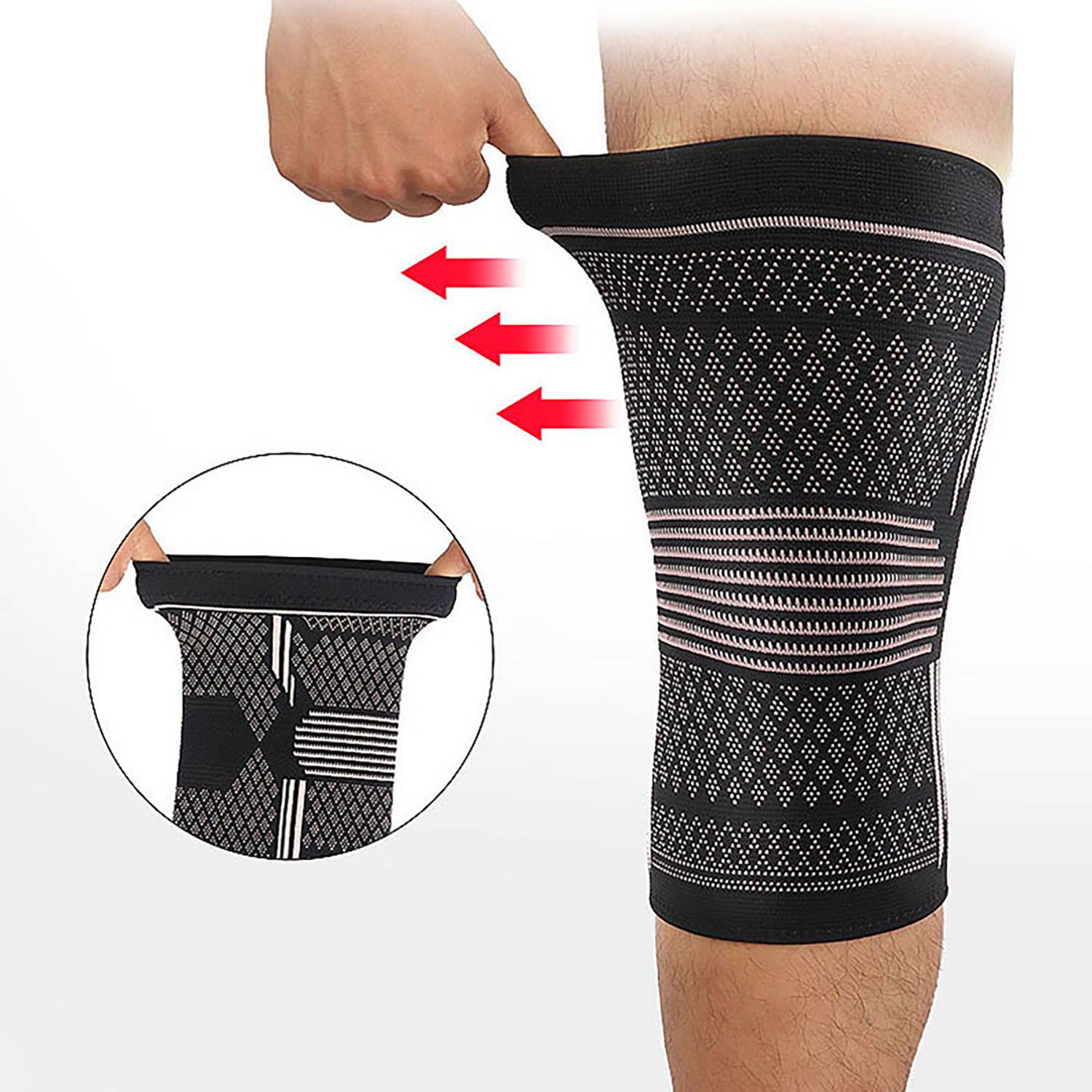 Silicone Anti Slip Nylon Knitted Breathable Sports Knee Pads 8