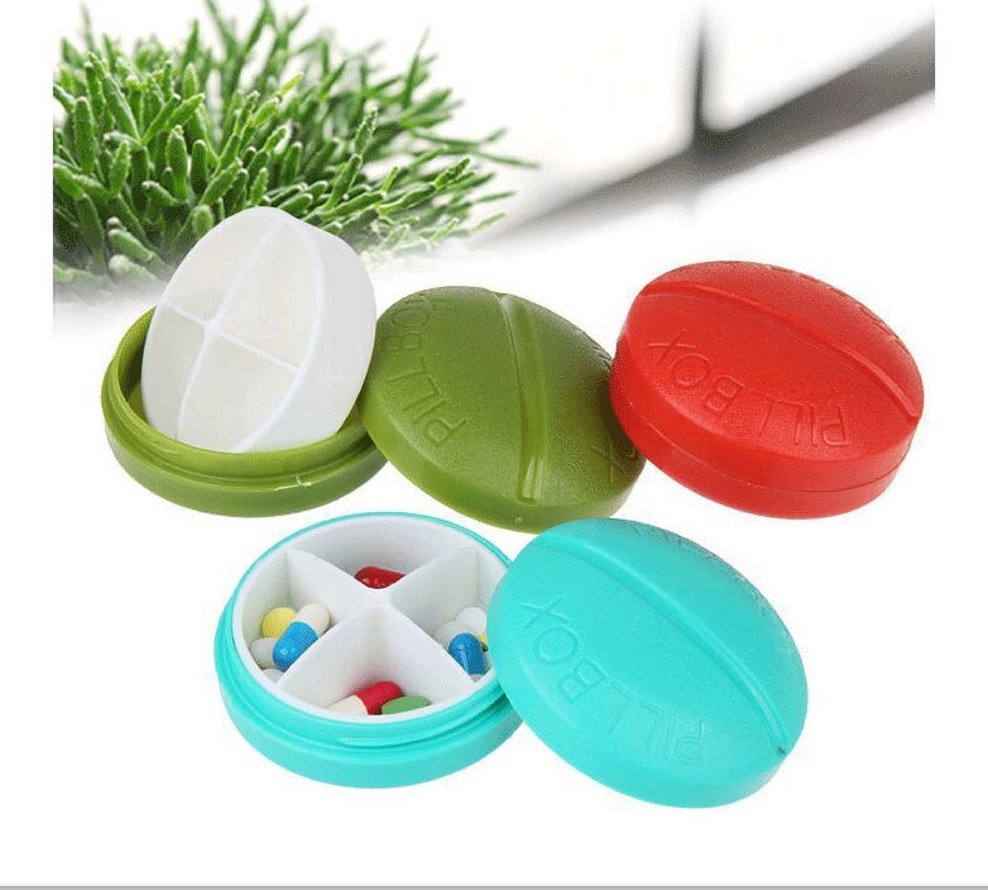 Four Grid Capsule Shaped Pill Box 8