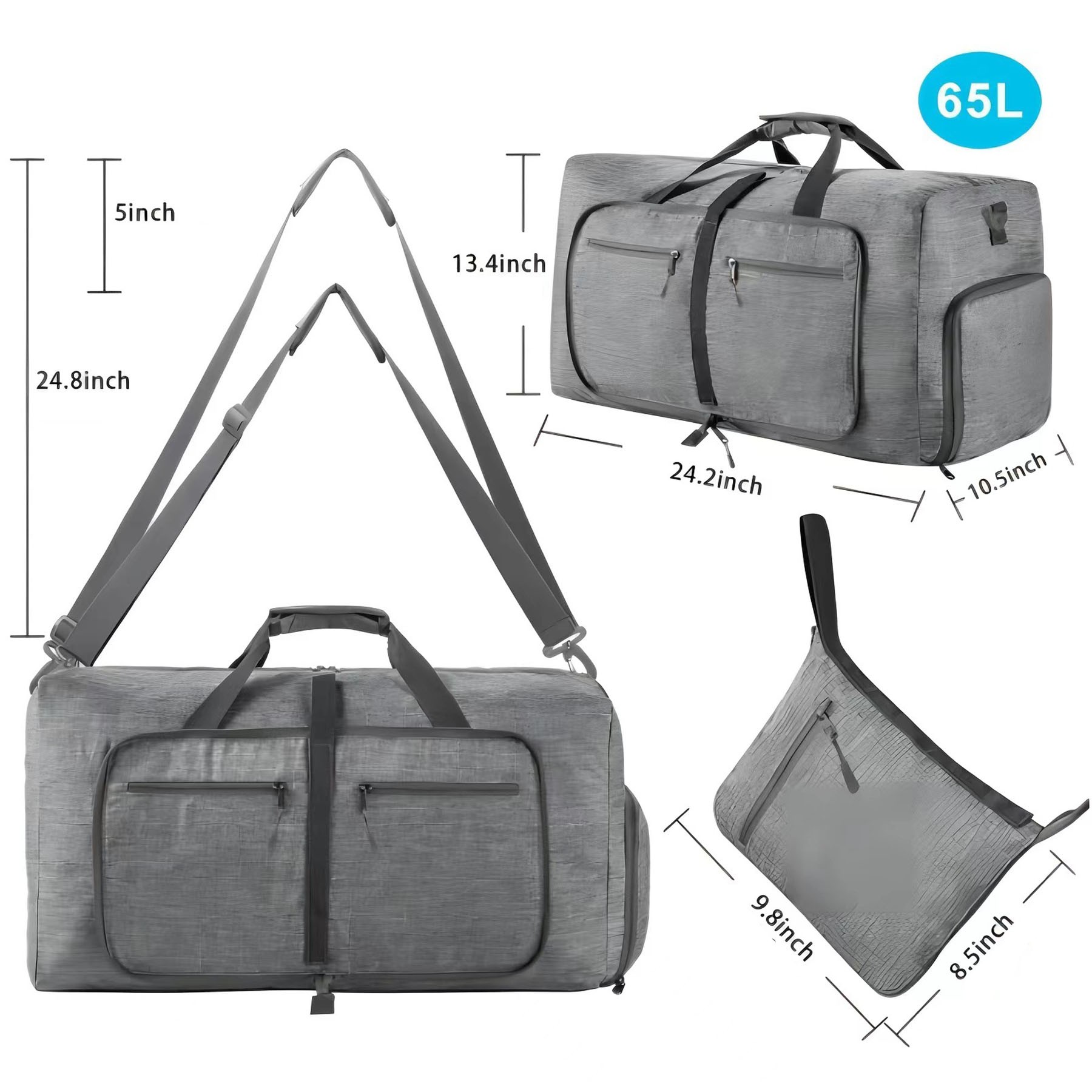 Large Foldable Travel Duffle Bag with Shoes Compartment 2