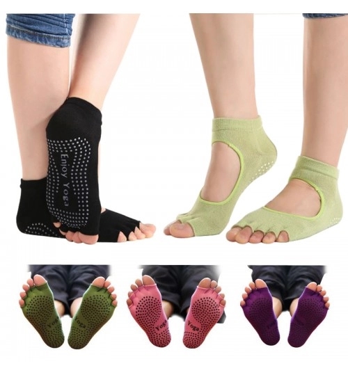 Half Toe Non-Slip Yoga Socks With Grips 2