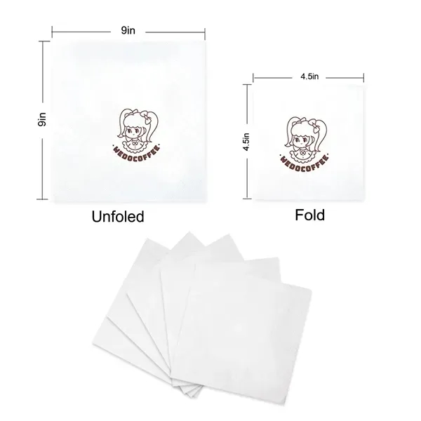 White Beverage Napkin - Disposable 2-Ply Eco-Friendly 4