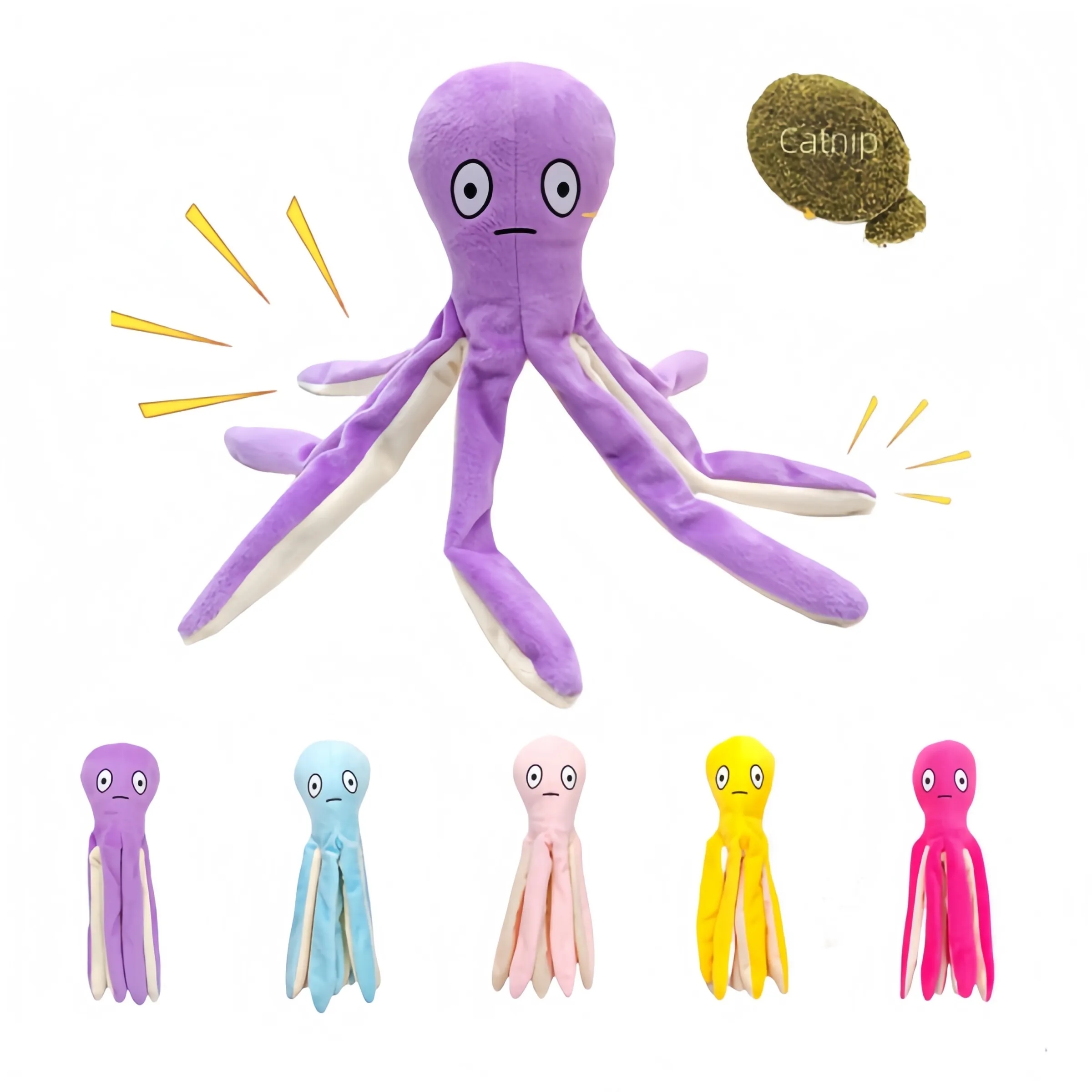 Small doy  octopus for puppy doll, cat squeaky plush toy 3
