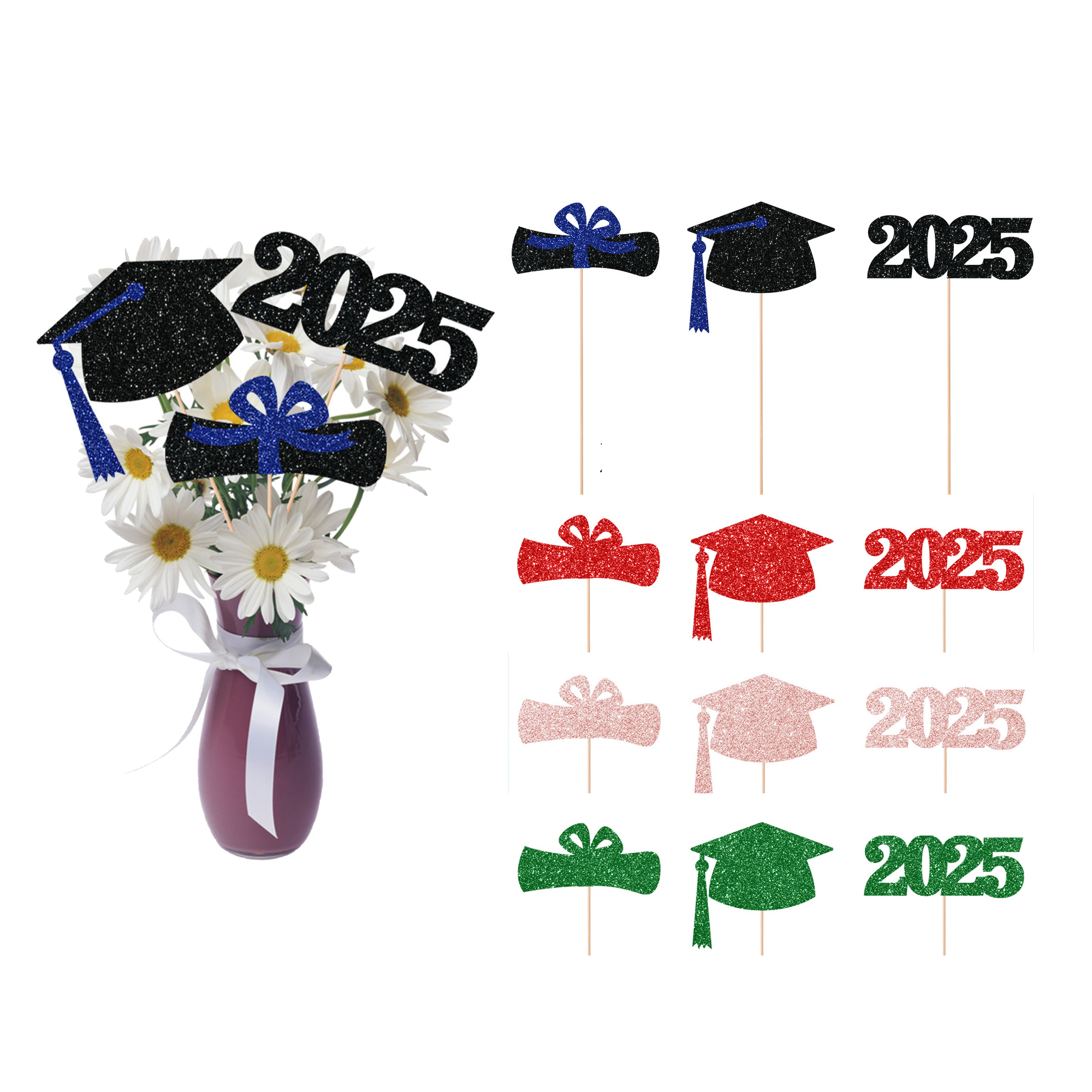 Glitter Graduation Table Centerpieces Sticks 2